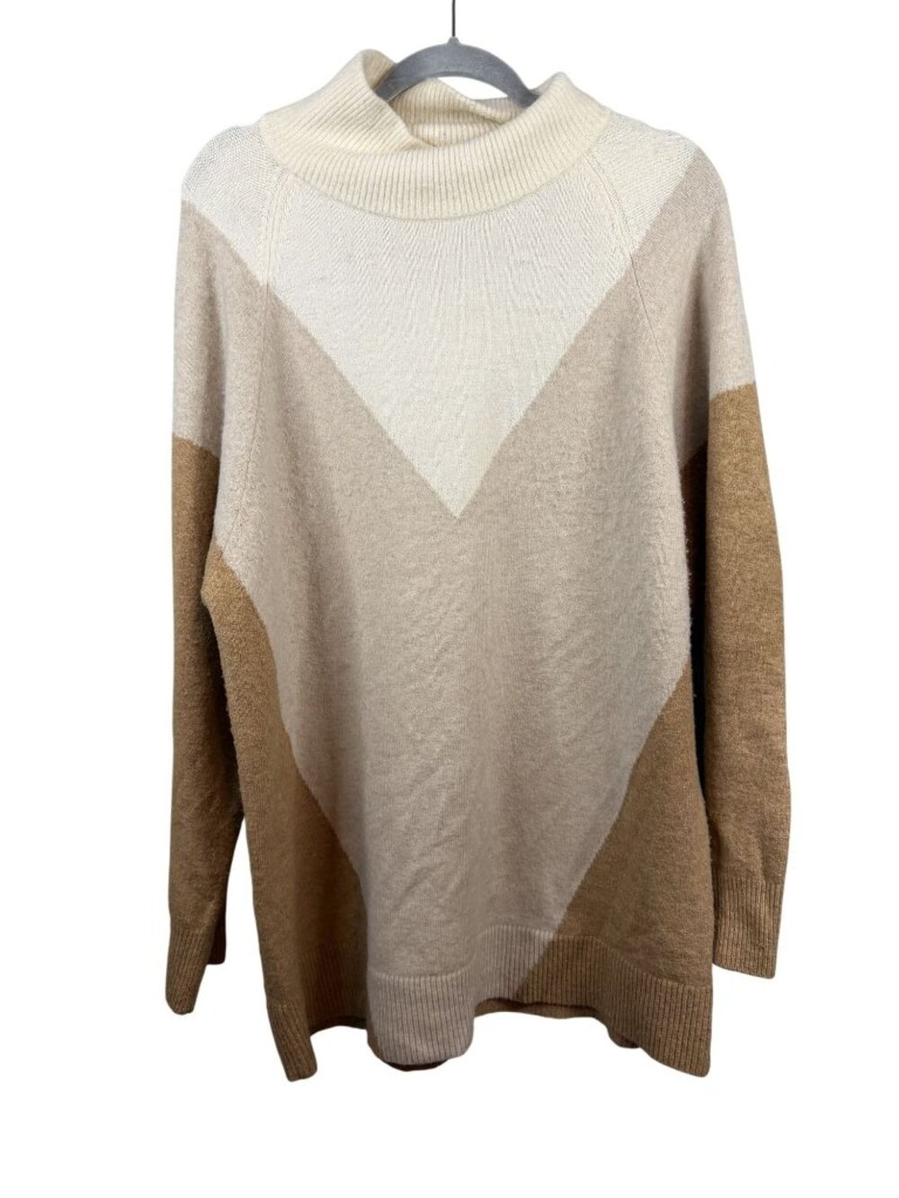 Colorblock Turtleneck Sweater By Express In Neutral Tones Size L
